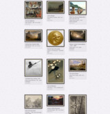 A glimpse of the gallery — a wall of framed paintings